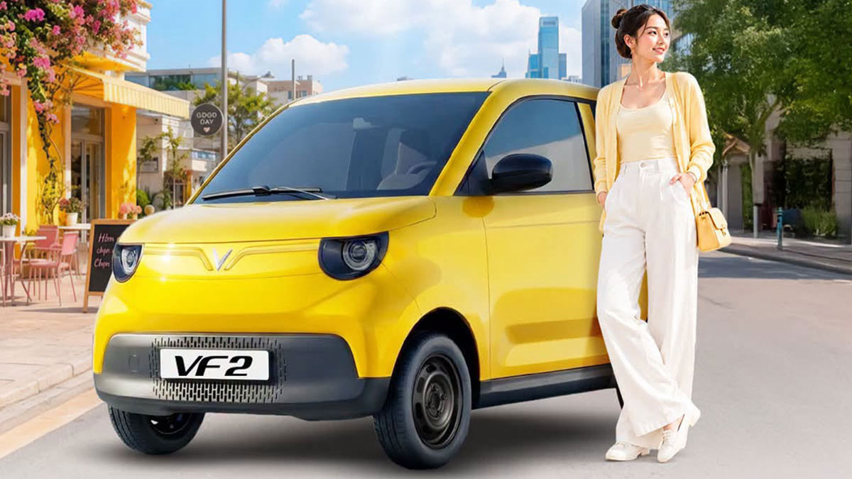 VinFast VF 2 màu Summer Yellow trên phố